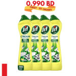 جيف منظف كريمي، بتقنية البلورات الدقيقة، الليمون، يزيل الشحوم والطعام المحترق وبقع الترسبات الكلسية، 4 × 500 مل